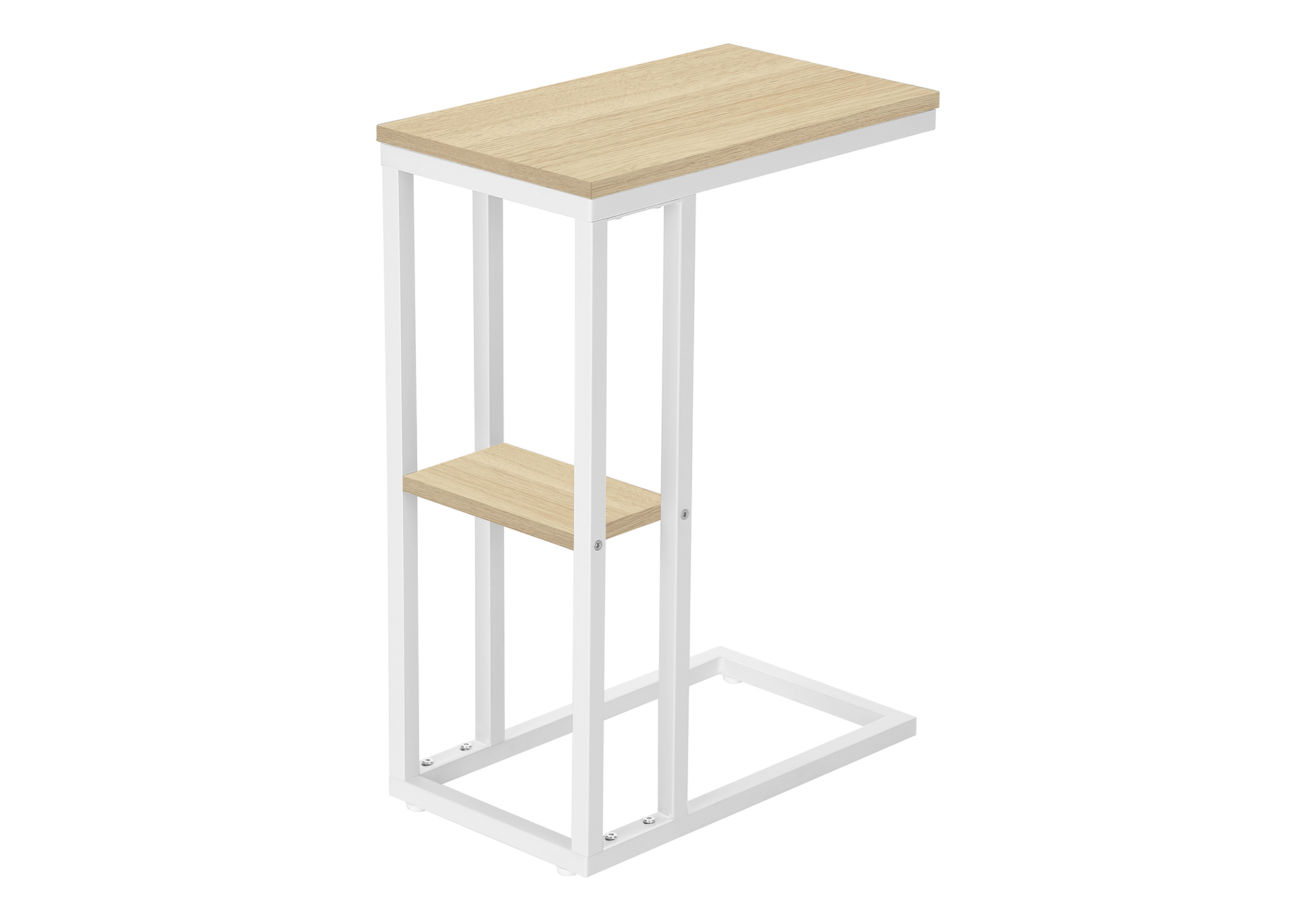 ACCENT TABLE - 25"H / NATURAL / WHITE METAL
